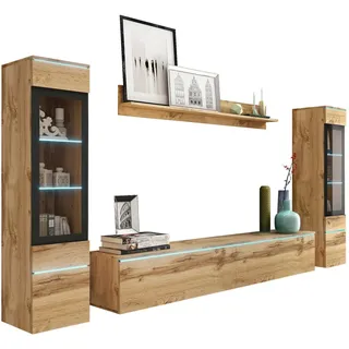 P & B Wohnwand Vera ca.240x130x33cm Eiche Wotan, mit LED