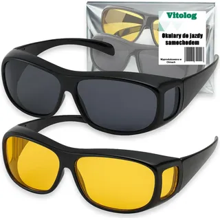 2 x Autofahrerbrille Nachtsichtbrille Sonnenbrille Tag Und Nacht Für Autofahrer Gelbe Brillen - Schwarz