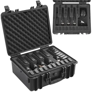 Vevor Hartschalenkoffer Pistolen, mit vorgeschnittenem Futter, staubdichter Hartschalenkoffer für 5 Pistolen, 18,9 × 16,3 × 8,5 Zoll abschließbarer Pistolenkoffer, Waffenkoffer schwarz, 475 x 415 x 223 mm