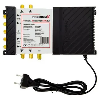 None PremiumX PXMS 5/4 Multischalter mit Netzteil Multiswitch 1 SAT für 4 Teilnehmer Satverteiler Digital HDTV FullHD 4K UHD 8K
