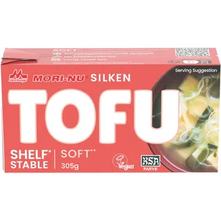 MORI-NU Tofu weich - Weicher Seidentofu aus Sojabohnen - Ideal für Vorspeisen, Snacks, Dips & Saucen - Vegan und Glutenfrei - 1 x 305g (Packung mit 5)