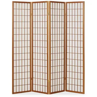 Homestyle4u 4-tlg. Paravent Raumteiler 4 teilig Trennwand Shoji Faltbar Braun - Gr.: onesize
