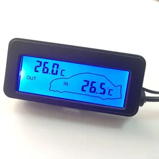 Auto-Thermometer, Messgerät, 12 V, Auto-Innen- und Außenthermometer mit Kabel, Thermometer für Auto und LKW, drinnen und draußen (blau)