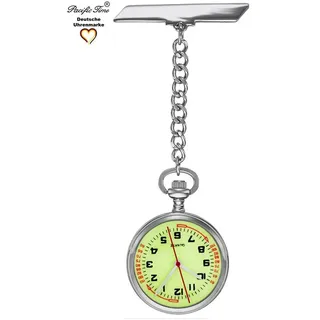 Pacific Time Krankenpflegeuhr Damen Schwesternuhr mit Anstecknadel nachtleuchtendes Ziffernblatt, Gratis Versand silberfarben