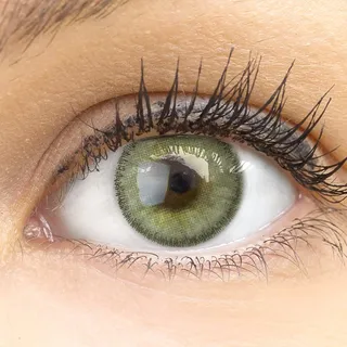 Sehr stark deckende und natürliche grüne Kontaktlinsen SILIKON COMFORT NEUHEIT farbig Mirel Grün + Behälter von GLAMLENS - 1 Paar (2 Stück) - DIA 14.00 - ohne Stärke 0.00 Dioptrien