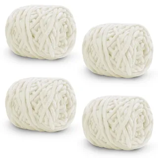Uiopa Dicke Wolle 4 x 100g(ca. 180m), Flauschige Wolle Dickes Garn zum Stricken & Häkeln, Handstrickgarn Weiche Wolle für Decken, Pullover, Schals, Mützen, Bastelarbeiten