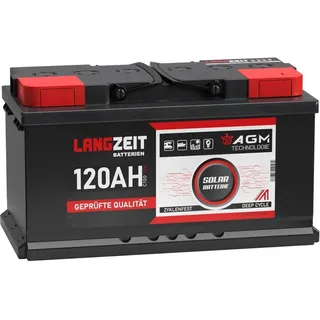 LANGZEIT Batterien Langzeit AGM Solarbatterie 120Ah 12V 17,5 x 19 cm