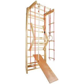 CCLIFE Sprossenwand Turnwand Gym Klettergerüst Holz Sportgerät Kletterwand mit Stange Fitness Kinder Erwachsener ZERRO