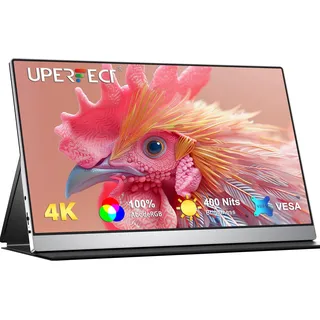 UPERFECT Portable Monitor 4K 15,6 Zoll Mobile Display mit 3840 * 2160 UHD 100% AdobesRGB 1200:1 Kontrast IPS Screen für Laptop PC Handy PS4/5 Xbo Switch Raspb Pi, Metallgehäuse, VESA-kompatibel