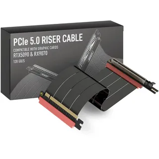 LINKUP - AVA5 PCIE 5.0 Riser-Kabel | Single Reverse linksgewinkelt, 24cm | (Gesamtlänge 28cm) RTX5090 RX9070 GPU Bereit, x16 128GB/s, Fractal Design Era 2 & Terra & PCIe 4.0 Kompatibel
