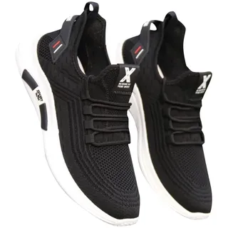 Laquieio Hausschuhe für Herren, Original, aus Leder, orthopädisch, bequem, rutschfest, Outdoor, Sicherheit, leicht, mit Stahlspitze, preiswerte Hausschuhe, Schwarz , 44 EU - 44 EU