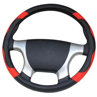 KIRYU Lenkradbezug Durchmesser des Lenkradbezugs für LKW Bus Auto für 36 38 40 42 45 47 50CM 7 Größen zur Auswahl Kohlefaser Schwarz Rot Auto Lenkradhülle (Größe : 42 cm)