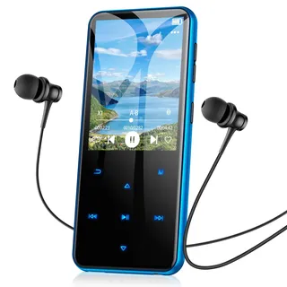 AGPTEK 64GB MP3 Player Bluetooth 5.3 mit 2,4" TFT Farbbildschirm, HiFi Musik Kinder MP3 Player mit Lautsprecher, Touch-Tasten, FM-Radio, E-Book, Aufnahme, Unterstützung bis zu 128 GB, Blau
