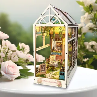 sprifityy DIY Book Nook Kit Gartenhaus,3D Puzzle Booknook Miniatur Haus Modellbausatz,mit Möbeln und LED Lampe,Bücherregal Deko, Diorama Modelbau für Erwachsene