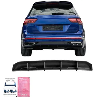 Heckschürze Heckdiffusor kompatibel mit VW VOLKSWAGEN Tiguan R Line Mk2 Facelift 2020 bis 2024 Schwarz glänzend