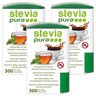 3x300 Stevia Tabs ohne Bitterstoffe | Süßstofftabletten | Premium Qualität