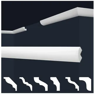 Marbet Design Stuckleisten XPS Styropor weiß - Deckenleisten Deckenabschlussleisten E-Leisten - (Innen- & Außenecke E-1)