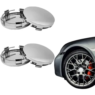 AUEFUDQ 4 Stück Felgenkappen, Nabendeckel OD 60mm ID 56mm, Radnabendeckel, Radnabenkappen, Nabendeckel, Radnabenabdeckung, Universal ABS Silber Nabenkappen, Auto Zubehör für Radnaben