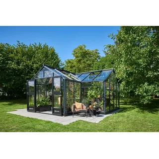 Juliana Orangerie Gewächshaus Alu Anthrazit ESG 3 mm 21,5 m2