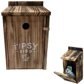 meinsider Vogelhaus Schnapsbar Holz – Mini Bar mit Gläsern & Befestigung – lustiges Männergeschenk für Garten, Terrasse & Party