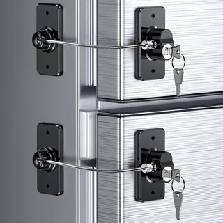2 Stück Kühlschrank Schloss mit Klebstoff, Kein Werkzeug Erforderlich, Kindersicherung Schrank mit Schlüsseln für Kinder, Kühlschrankschloss für Gefrierschrank, Schränke (2 x schwarzes Schloss)