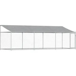 vidaXL Hundezwinger mit Dach und Tür Grau 6x2x2 m Verzinkter Stahl