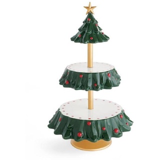 FYBlossom Tortenständer Etagere 2 Etagen Weihnachts Serviertablett, Weihnachtsbaum Form Snack Servierständer Tortenplatte, Cupcake Dessert Ständer Kuchenständer Für Weihnachten Party Hochzeit Deko