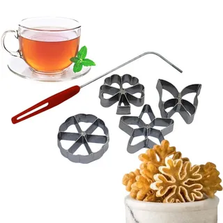 rukauf Traditionelle Teigform - Hworost, Waffeleisen, Waffelbäckerei Spreewaldschleifen Set 4 Stück (2cm)