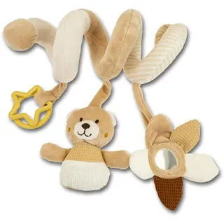 Teorema GOGO Spiral-Kinderwagen für Neugeborene, weicher Bär, 25 cm, sensorisches Spiel 0-3 Monate, Plüschaktivität zum Aufhängen für Kinderwagen, Kinderbett, Wiege