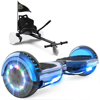 GeekMe Hoverboards mit Sitz, Hoverboards Hoverkart,Hoverboards Go-Kart mit Bluetooth-Lautsprecher LED-Leuchten, Geschenk für Kinder Jugendliche Erwachsen