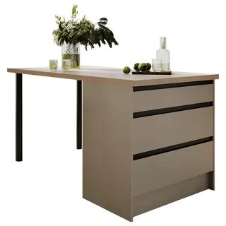 P & B Kücheninsel Troja, Grau, Schwarz, Kaschmir, Holzwerkstoff, 3 Schublade(n) Schubladen, nur wie online abgebildet bestellbar, 180x91x90 cm, Küchen, Küchenmöbel, Kücheninseln