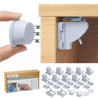 TYRY.HU Kindersicherung Schrank 10 Schlösser + 2 Schlüssel,Kindersicherung Schubladen Magnet,Babysicherheit Magnetisches Schrankschloss Schublade Unsichtbare Ohne Bohren