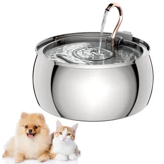 Nordflow 2.0 Katzenbrunnen, Trink Katzenbrunnen Edelstahl Tiger, Mini Leise, Nord Flow für Katzen & Hunde, für Familien mit Mehreren Haustieren (4 L, with 1 Filters, Silber)