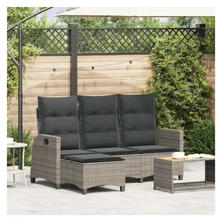 vidaXL Gartensofa mit Liegefunktion L-Form grau