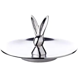 EDZARD Keksschale Hase Louis (Durchmesser 15 cm, Höhe 9 cm), Aluminium vernickelt