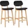 Barhocker 2er Set gepolstert 2er Set Holz Kunstleder Schwarz