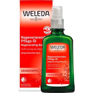 WELEDA Bio Granatapfel Körperöl - ätherisches Naturkosmetik Hautpflege Massageöl / Pflegeöl mit Jojobaöl, Sesamöl & Macadamia Öl strafft die Haut & mindert Zeichen der Hautalterung (vegan / 100ml)