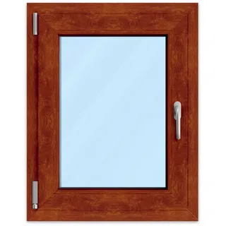 Kunststofffenster Holzoptik, Golden Oak außen, Weiß innen, aluplast IDEAL 4000, 510 x 510 mm, individuell konfigurieren