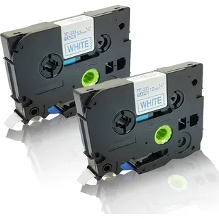 Print-Klex 2x Schriftband kompatibel kompatibel mit Bother P-Touch H100 P-Touch H100LB P-Touch H100R P-Touch H100Series Blau auf Weiß 12mm TZ233 L...