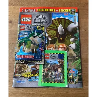 LEGO Jurassic World - Magazin Nr. 6 mit Triceratops und Stickertüte
