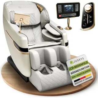Juskys Massagesessel mit Ganzkörpermassagefunktion Kunstleder 142 x 75 x 105 cm Weiß/Hellgrau