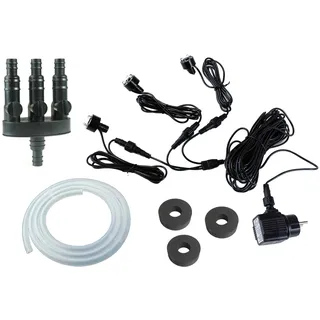 Arnusa 3er Springbrunnen Beleuchtung (Kalt-Weiß) Quellsteinbeleuchtung Schlauchverteiler und Schlauch LED Ring Brunnenbeleuchtung