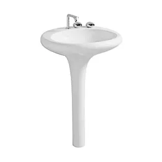 Vitra Istanbul Waschtisch 4261B403-0871 60x61,5cm, integrierte Standsäule, ohne Überlauf/3 Hahnlöcher, weiß VC