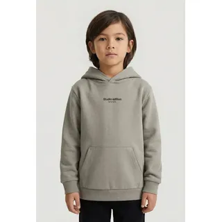 NAME IT Kapuzensweatshirt NKMBRODY LS NREG SWEAT WH BRU NOOS mit kleinem Logoprint grau 122/128 EU
