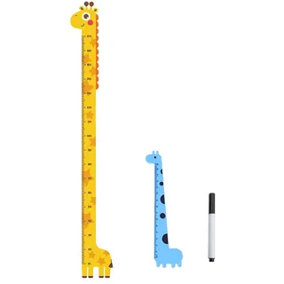 DHWEKU Kinder Wachstumstabelle Giraffenkopf Baby Messlatte, Kinder Körpergröße Höhentabelle, Messleiste Höhenmesser für Kinderzimmer Kindergarten Tier Wandabziehbild,Mit Lineal und Stift