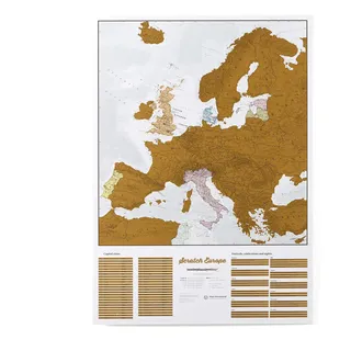 Rubbeln Sie Europa Karte - Rubbeln Sie Orte, die Sie bereisen! - Kartografische Details - 59,4cm (B) x 84,1 cm (H)