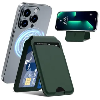 Frapkom Magnetische Brieftasche für iPhone, Magnetische Telefontausche für iPhone 17/16/15/14/13/12 Serie mit ID-Fenster, RFID-Blockierung (Grün)