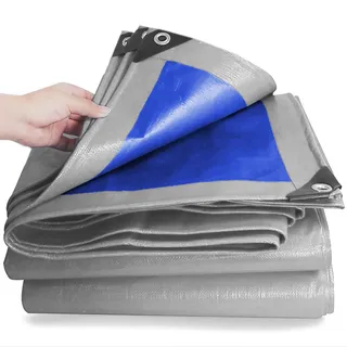 ESTO Wasserdichte Außenplane, Abdeckplane mit Ösen, 245 g/m2, Mehrzweck-Abdeckplane für Auto, Boot, Pool, Garten (6 x 10 Meter)