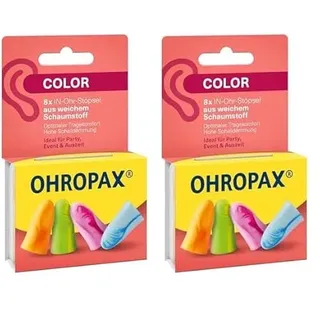 OHROPAX Color Ohrstöpsel – IN-Ohr-Stöpsel aus weichem Schaumstoff – besonders komfortabel, auch bei langem Tragen – Schalldämmwert SNR 35 dB – ideal für Party, Event und Auszeit – 8 Stück