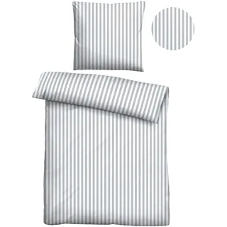 Castell 0070731 Gestreift Baumwolle Grau 135 x 200 cm + 80 x 80 cm